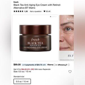 NEW FULL SIZE Sephora Fresh Black Tea Age Delay Eye Concentrate wrinkle retinol